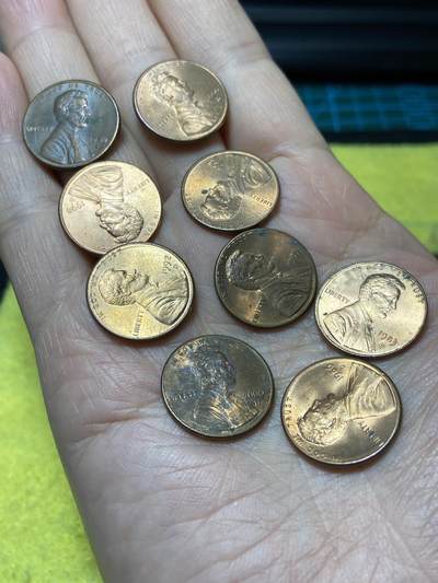 2025年第一百二十九场(总第一百五十五场）外国邮票、散币场(免佣金) - 美国🇺🇸1分9枚：1983年85年86年89年92年93年98年2000年(林肯一分第六版，纪念堂一分)