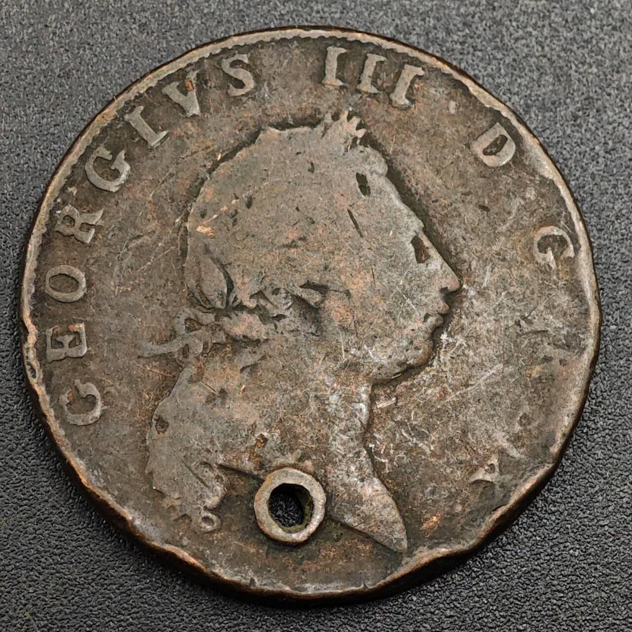 【淘币小摊】限时拍第七百九十七拍  老铜币场  满百包邮可预留两周  周一统一发货  百慕大1793年乔治三世一便士铜币