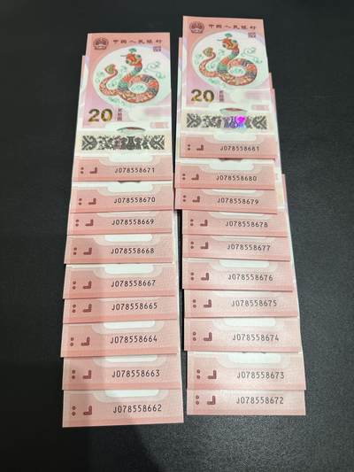 《外钞收藏家》第五百八十五期（精品场）（本平台长期征集拍品、欢迎藏友们联系合作） - 2025年蛇年纪念钞19张一起 全新UNC