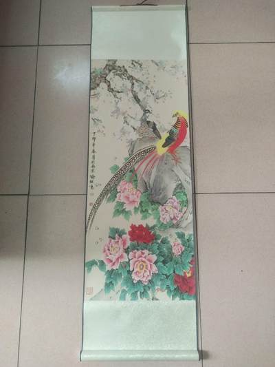 字画 - 喻继高老师手绘 迎来春色。110*32cm。已装裱。