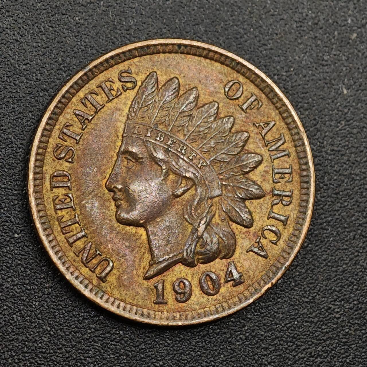 【淘币小摊】限时拍第七百九十七拍  老铜币场  满百包邮可预留两周  周一统一发货  美国1904年印第安一分铜币