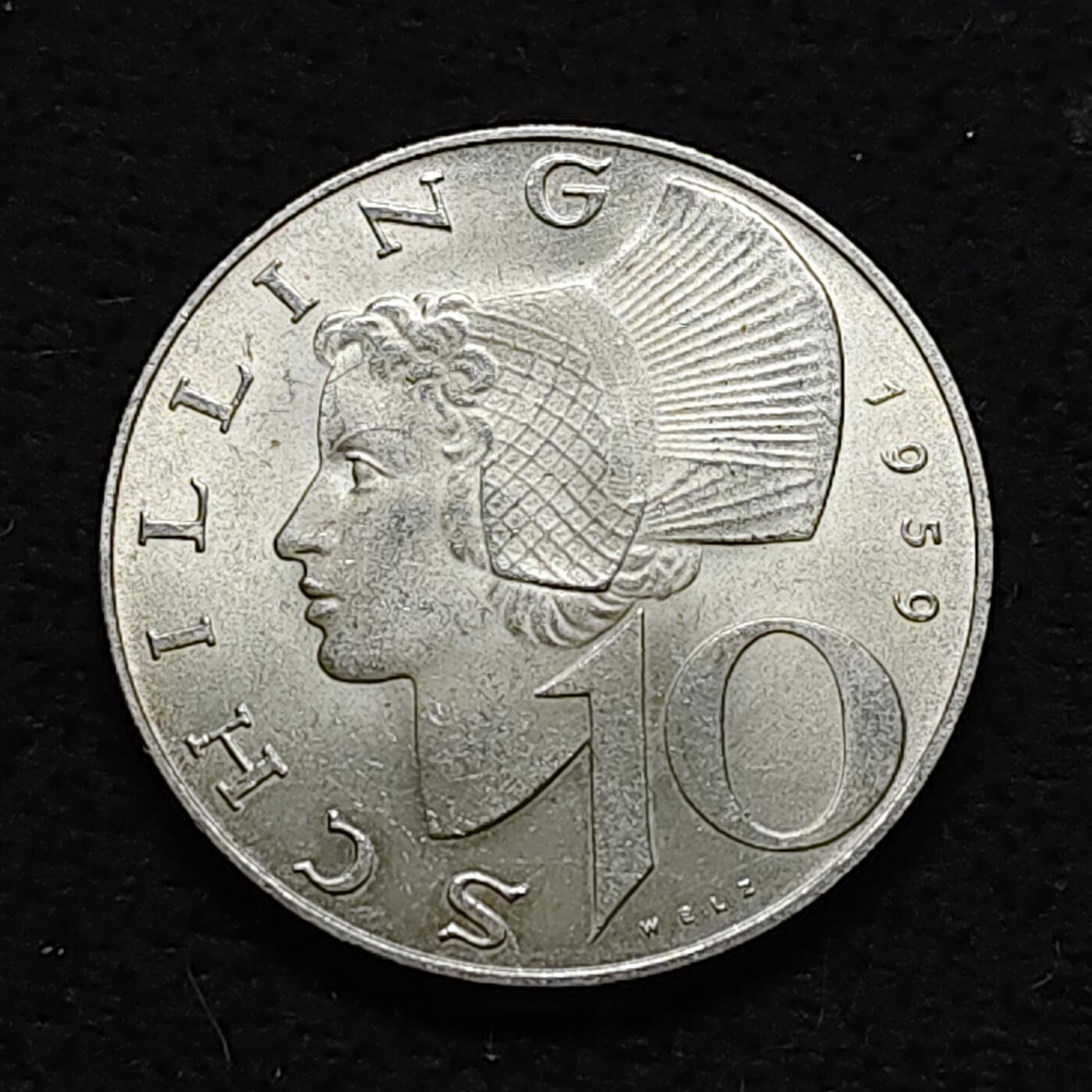 【全场包邮】纯粹捡漏拍478场（免费代拍第15场） 奥地利1959年10先令原光银币