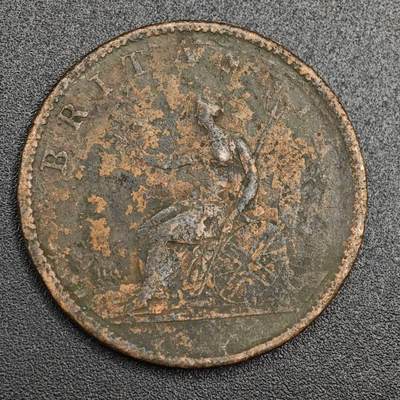 【淘币小摊】限时拍第七百九十七拍  老铜币场  满百包邮可预留两周  周一统一发货  - 英国1807年乔治三世半便士铜币