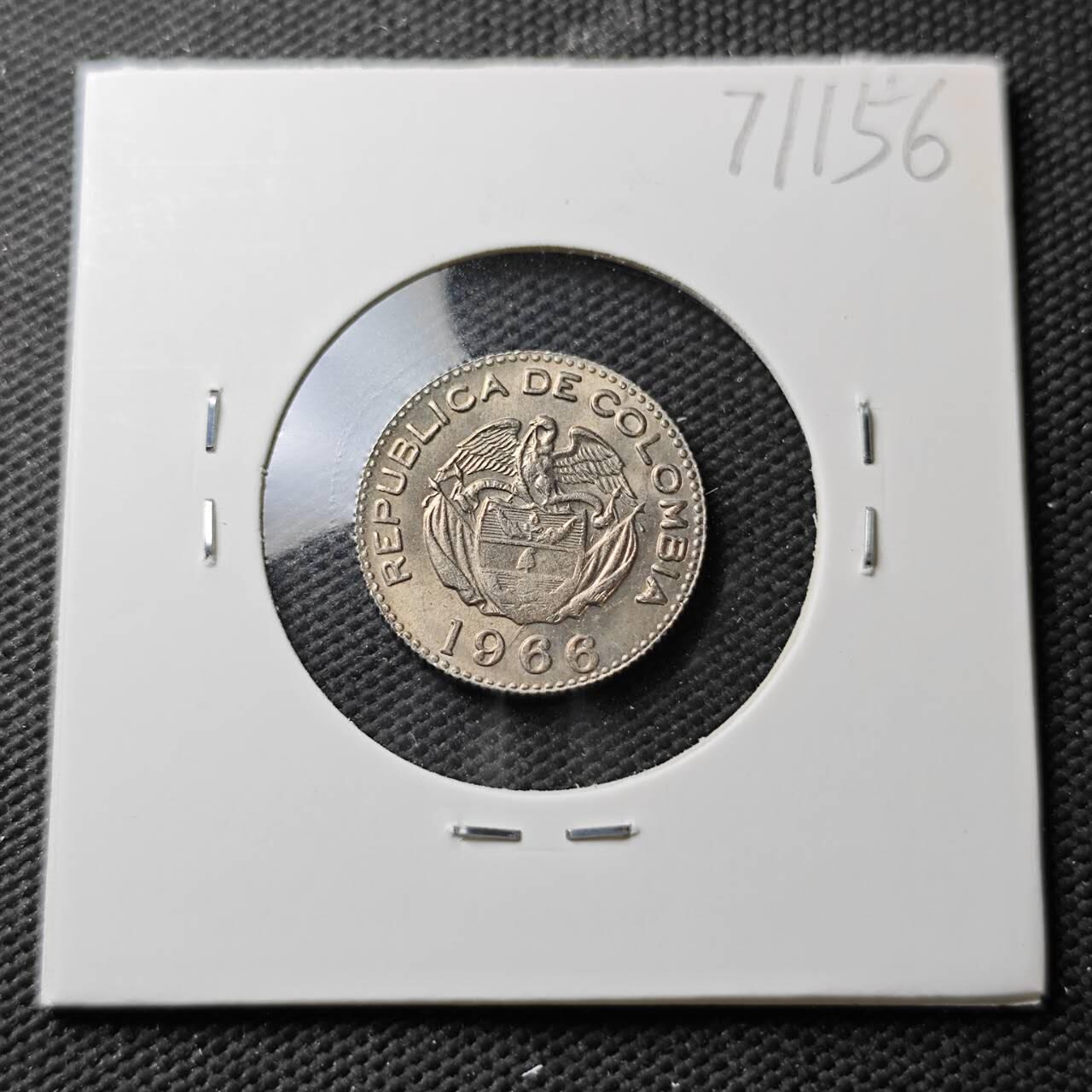 KK钱币收藏小铺  第371场  2月预留时间 周末发货  1966哥伦比亚10分 品不错
