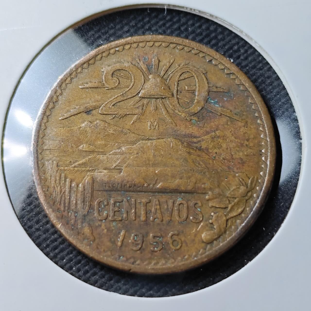 KK钱币收藏小铺  第371场  2月预留时间 周末发货  1956墨西哥20分铜币