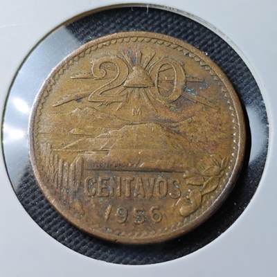 KK钱币收藏小铺  第371场  2月预留时间 周末发货 -  1956墨西哥20分铜币
