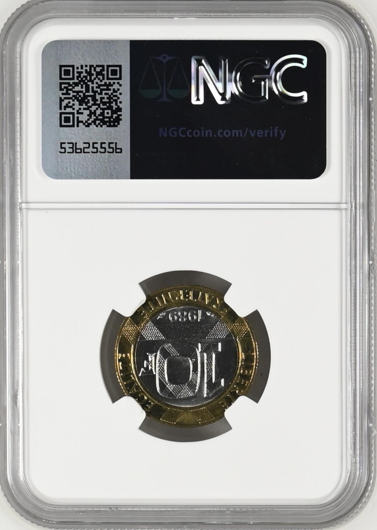 S&S Numismatic世界钱币-拍卖 第115期  法国流通币之王*法国1989年 孟德斯鸠诞辰300周年 10法郎双色纪念币 NGC MS67