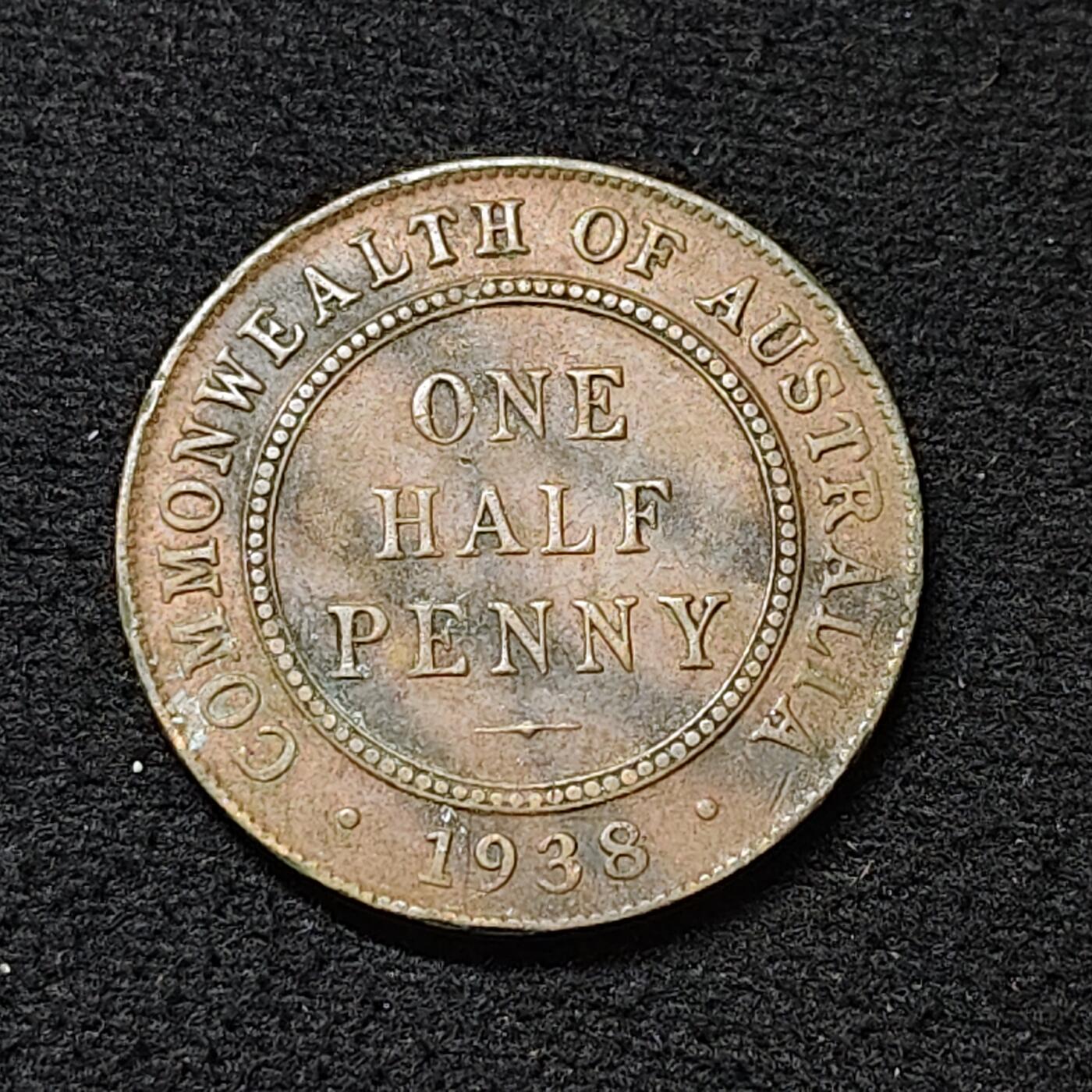 【全场包邮】纯粹捡漏拍478场（免费代拍第15场） 澳大利亚1938年乔治六世1/2便士铜币