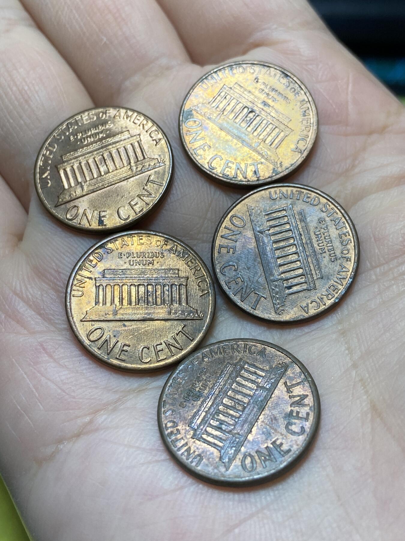 2025年第一百二十九场(总第一百五十五场）外国邮票、散币场(免佣金) 美国🇺🇸1分5枚：1985年86年92年93年2001年(林肯1分第六版)