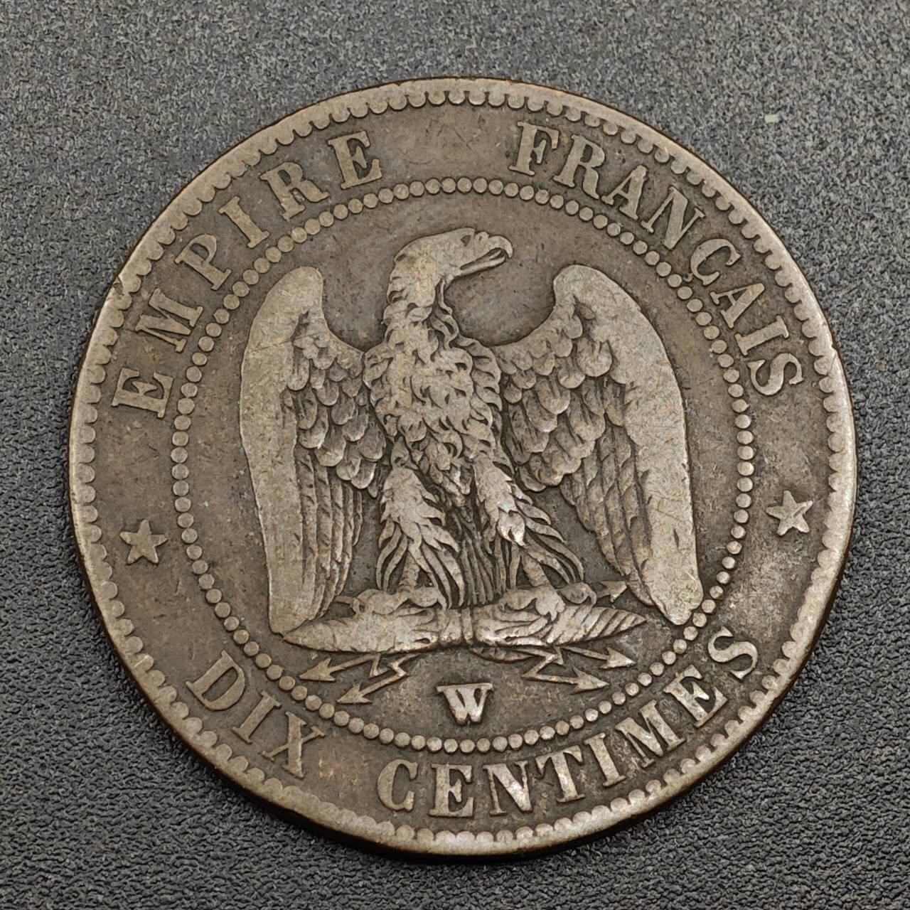 【淘币小摊】限时拍第七百九十七拍  老铜币场  满百包邮可预留两周  周一统一发货  法国1856年拿破仑三世5分铜币