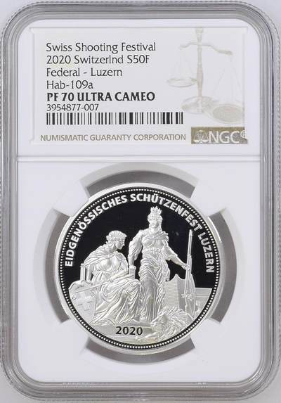 S&S Numismatic世界钱币-拍卖 第115期  - .81 瑞士2020年 卢塞恩射击节 50法郎精制纪念银币 NGC PF70UC 发行量1000枚