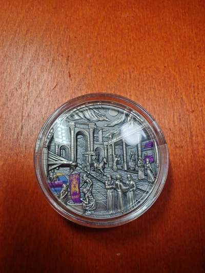 长老汇蛇年精选第七十三场拍卖 - 2022帕劳失落的文明之腓尼基10元彩色高浮雕仿古银币，2盎司999银，盒证全，555枚