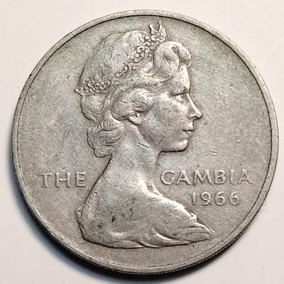 布加迪🐬～世界钱币(上海)🌾第 259 期 /  各国套币和散币 - 冈比亚🇬🇲 1966年 2先令