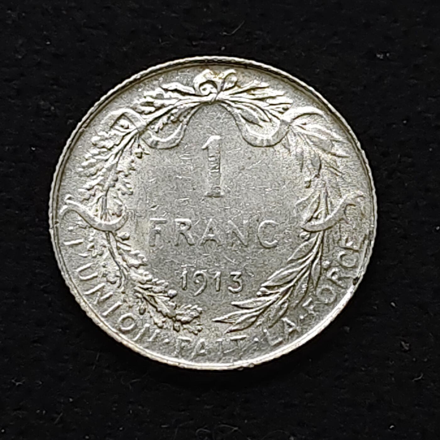 【全场包邮】纯粹捡漏拍478场（免费代拍第15场） 比利时1913年阿尔贝一世1法郎银币