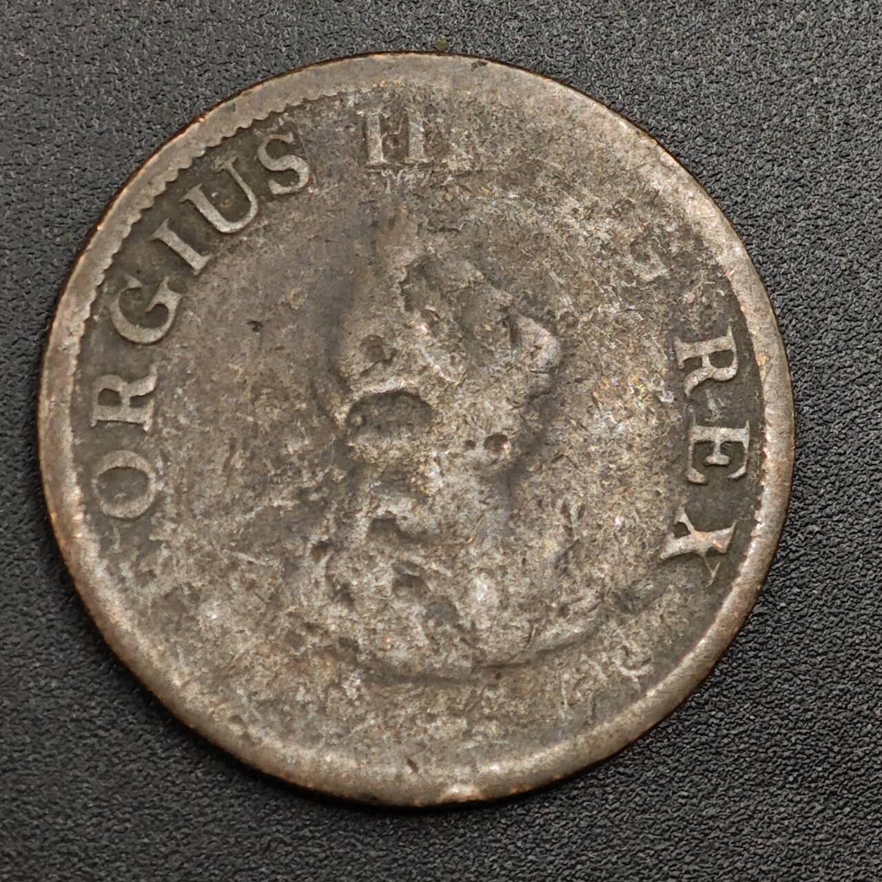 【淘币小摊】限时拍第七百九十七拍  老铜币场  满百包邮可预留两周  周一统一发货  爱尔兰1805年乔治三世半便士铜币