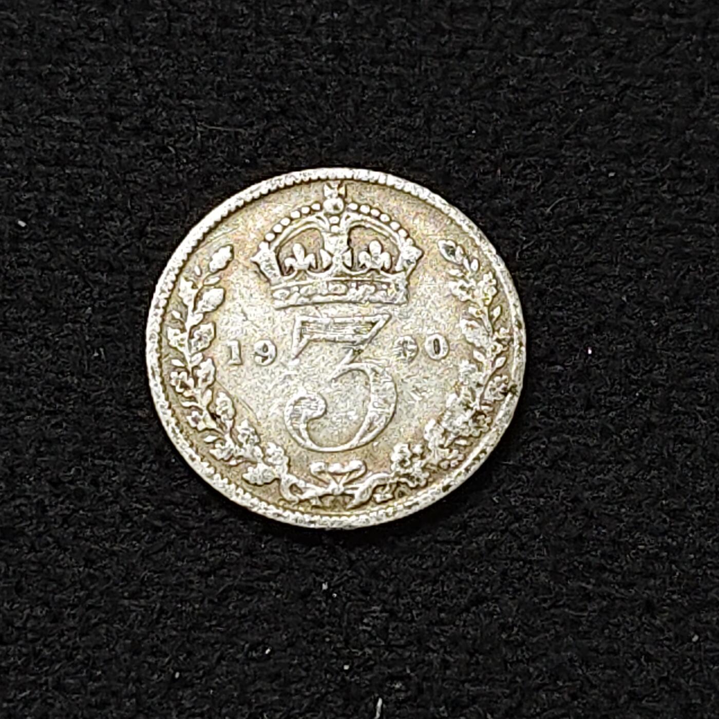 【全场包邮】纯粹捡漏拍478场（免费代拍第15场） 英国1900年披纱维多利亚女王3便士银币