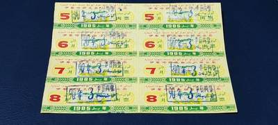 票证拍场，都是整版或者联票 - 伊犁哈萨克自治州商业局肉票  1985年发行，8联张！