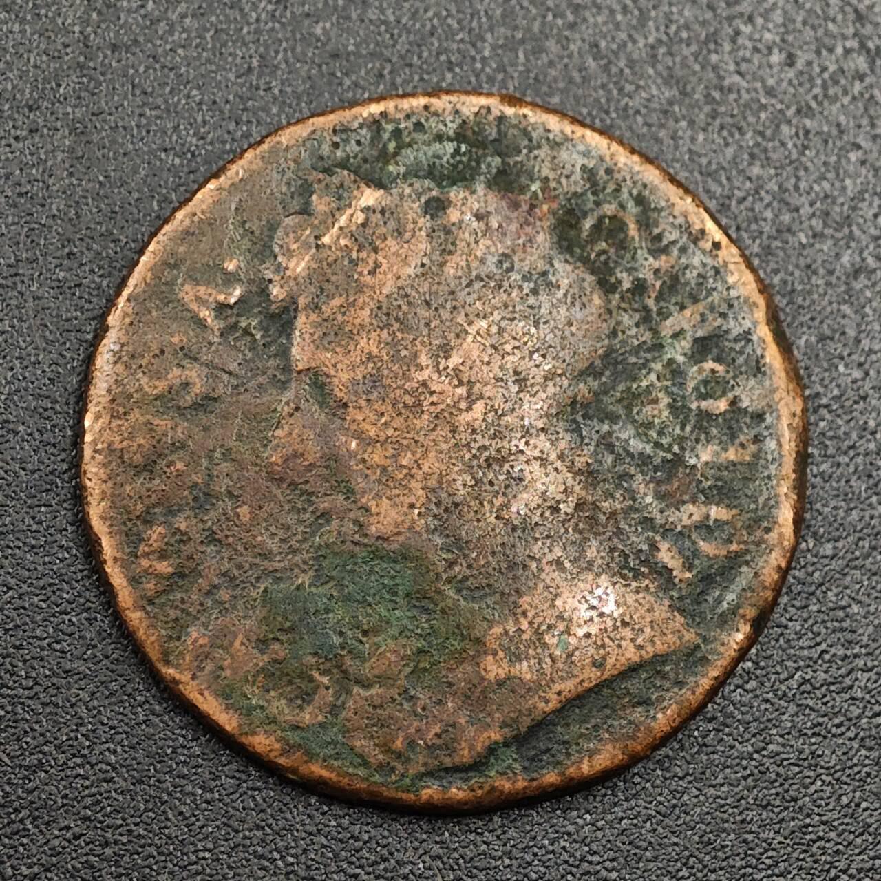 【淘币小摊】限时拍第七百九十七拍  老铜币场  满百包邮可预留两周  周一统一发货  英国1674年查尔斯二世法新铜币