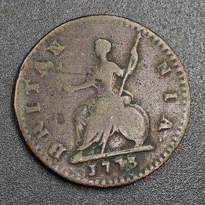 【淘币小摊】限时拍第七百九十七拍  老铜币场  满百包邮可预留两周  周一统一发货  - 英国1773年乔治三世法新铜币