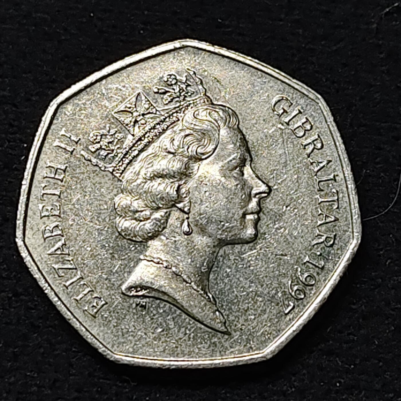 【全场包邮】纯粹捡漏拍478场（免费代拍第15场） 直布罗陀1997年50便士-海豚