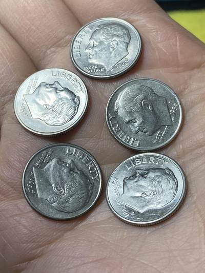 2025年第一百二十九场(总第一百五十五场）外国邮票、散币场(免佣金) - 美国🇺🇸1角5枚：1993年94年95年2003年06年(罗斯福1角第二版)