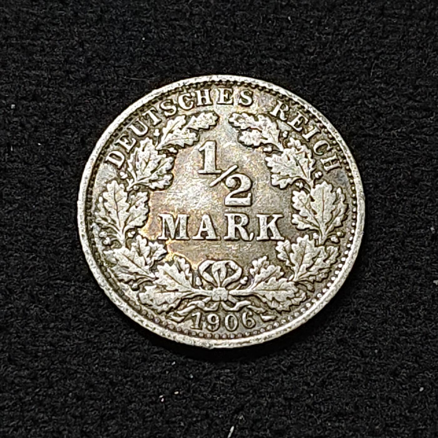 【全场包邮】纯粹捡漏拍478场（免费代拍第15场） 德国第二帝国1906年1/2马克银币