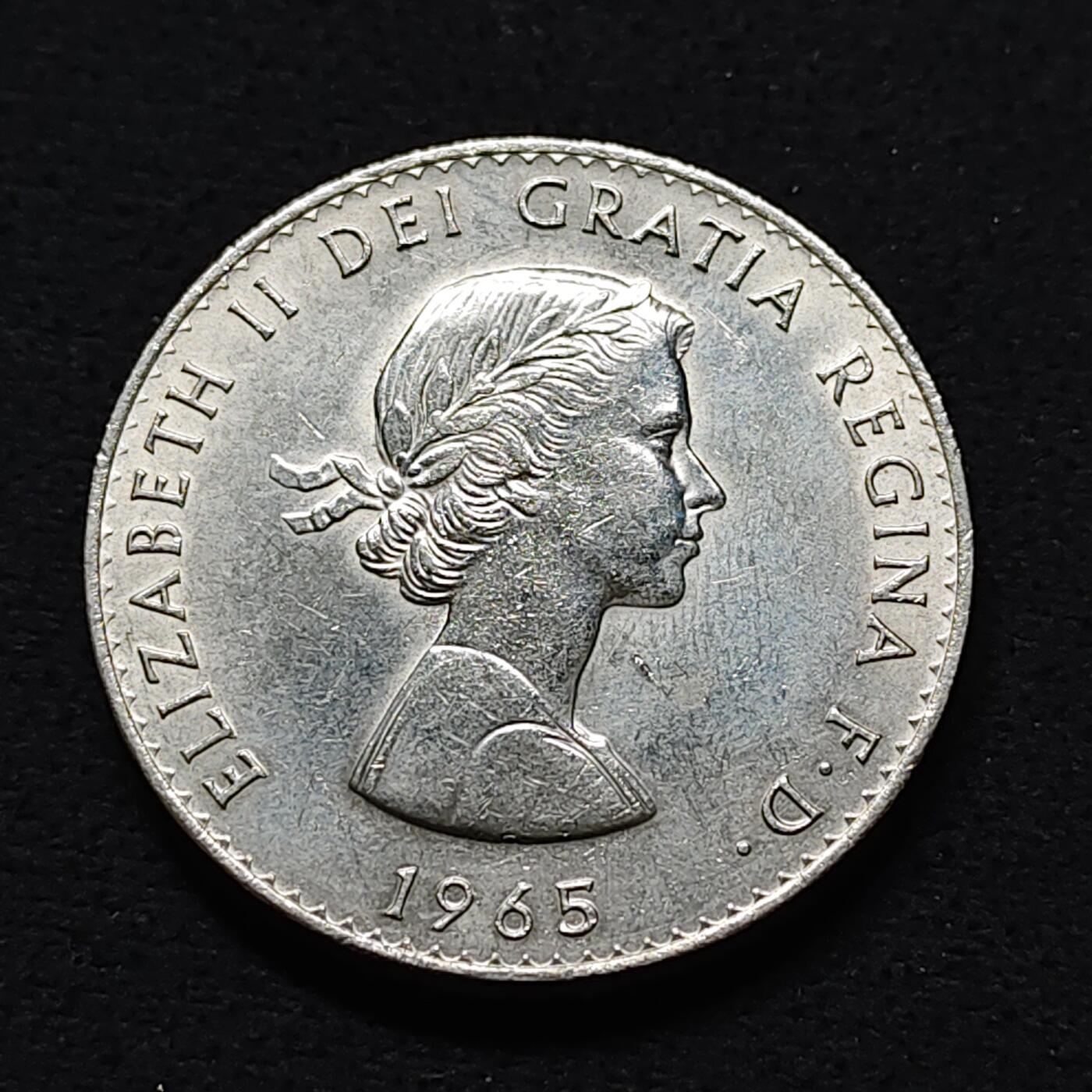 【全场包邮】纯粹捡漏拍478场（免费代拍第15场） 英国1965年1克朗丘吉尔贴彩克朗型纪念币