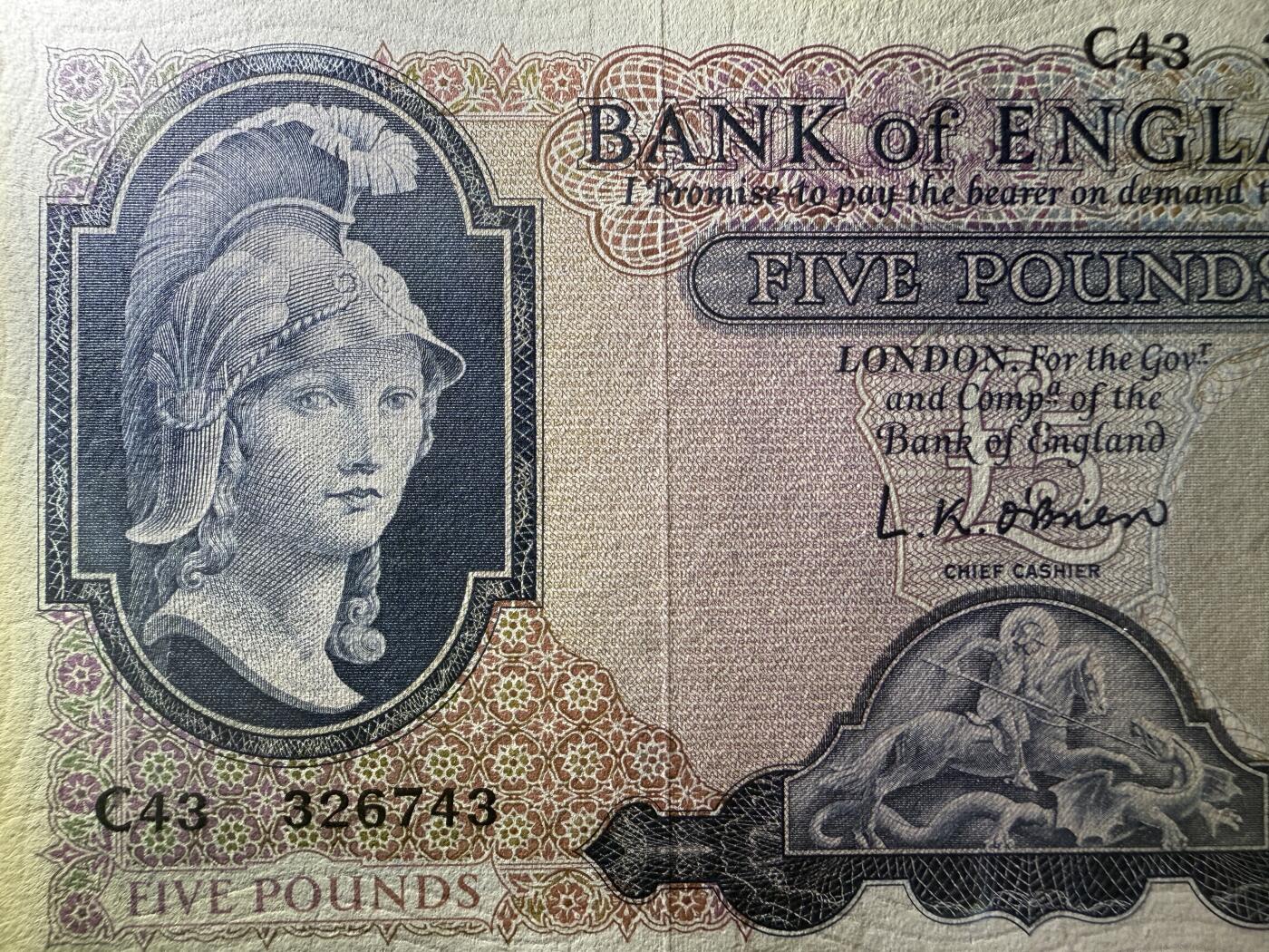 《艾美收藏》第220期-11.16周日外币畅拍场 英国5镑 UNC B序列 圣乔治屠龙