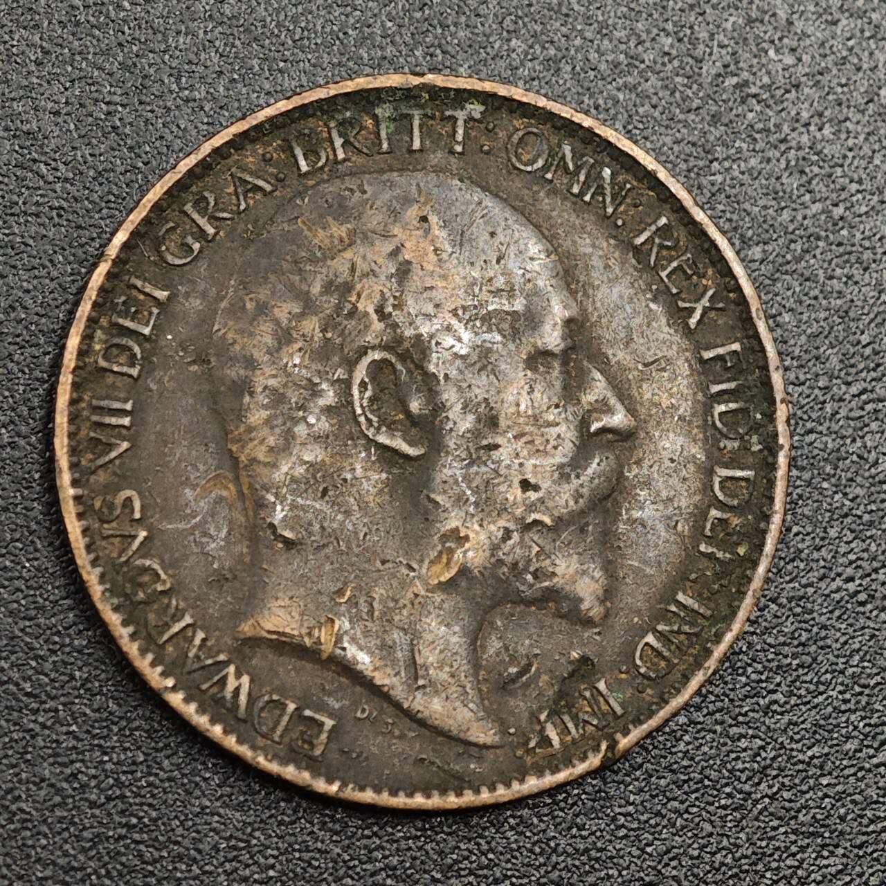 【淘币小摊】限时拍第七百九十七拍  老铜币场  满百包邮可预留两周  周一统一发货  英国1904年爱德华七世法新铜币