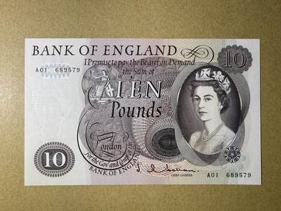 《艾美收藏》第220期-11.16周日外币畅拍场 - 英国10镑 UNC C序列 A01冠 原票好品 无4