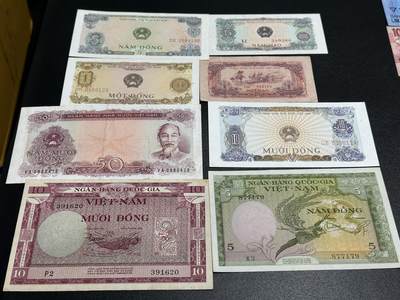 《外钞收藏家》第五百八十五期（精品场）（本平台长期征集拍品、欢迎藏友们联系合作） - 越南几个版本八张一起 非全新 品相如图 