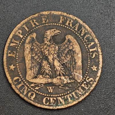 【淘币小摊】限时拍第七百九十七拍  老铜币场  满百包邮可预留两周  周一统一发货  - 法国1855年拿破仑三世5分铜币