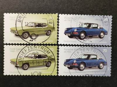 ↓君缘收藏654期☞钱币邮品↓无佣金、可寄存、满30元包邮  - 德国邮票，2016年经典汽车 福特卡普里和保时捷911邮票2全，有2套随机发一套