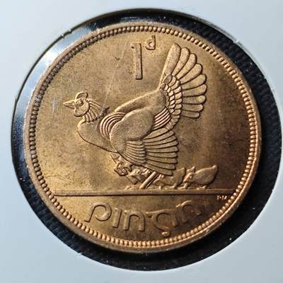KK钱币收藏小铺  第371场  2月预留时间 周末发货 -  1968爱尔兰1便士 母鸡铜币