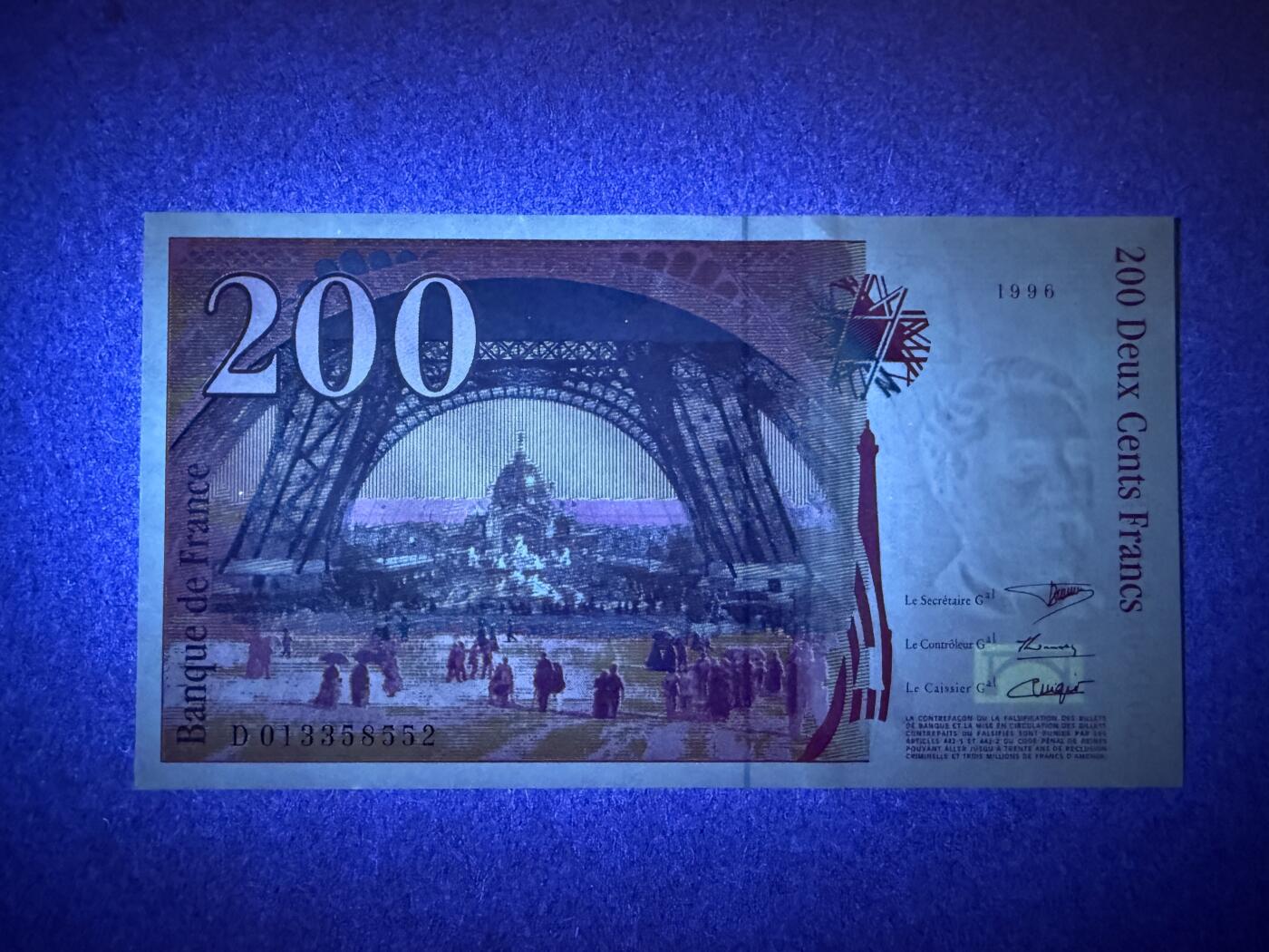 《艾美收藏》第220期-11.16周日外币畅拍场 法国200法郎 UNC 末版 1996年 法国工程师埃菲尔 无47