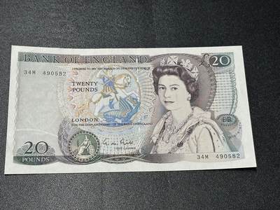 《外钞收藏家》第五百八十五期（精品场）（本平台长期征集拍品、欢迎藏友们联系合作） - 英国D序列20镑 UNC- 莎翁水印