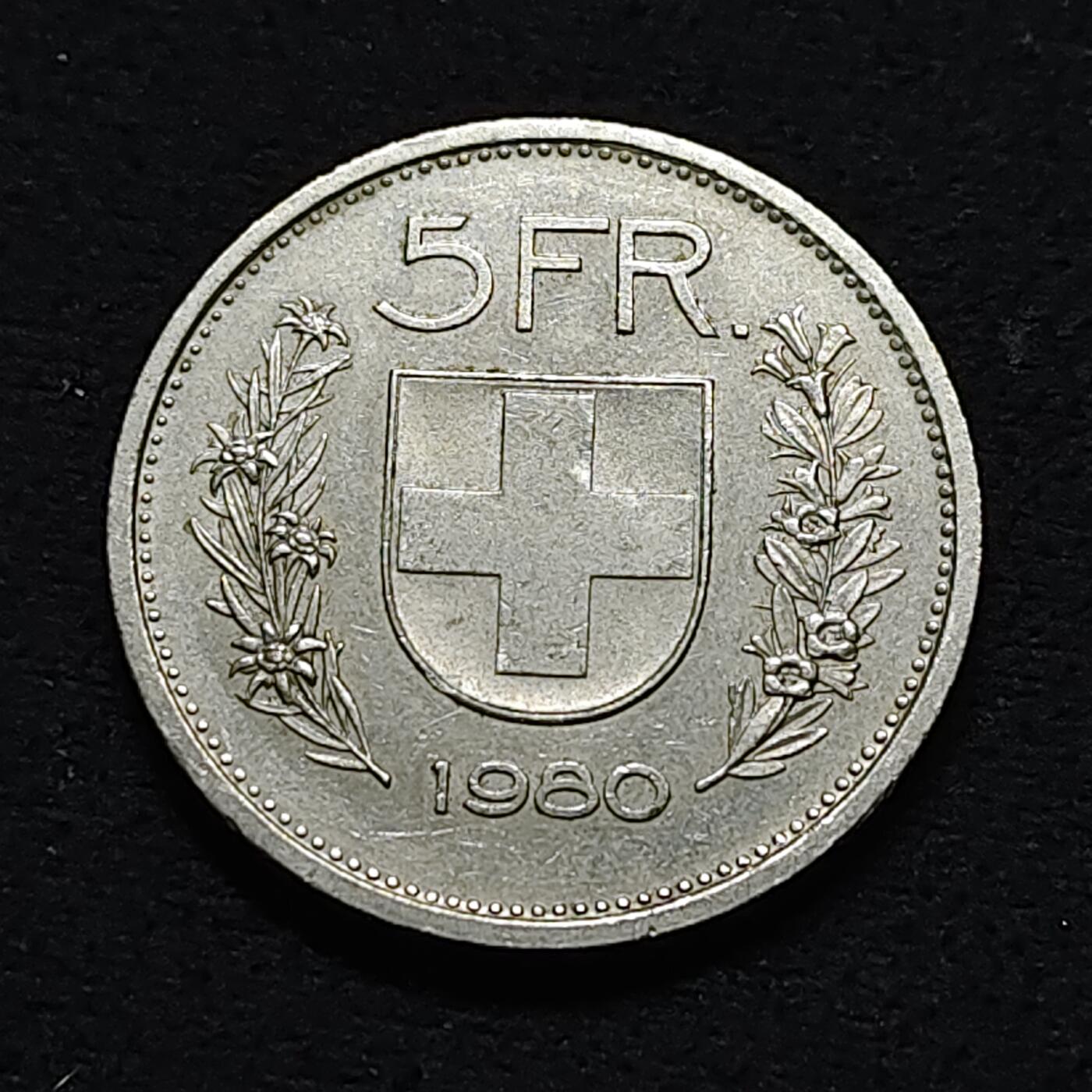 【全场包邮】纯粹捡漏拍478场（免费代拍第15场） 瑞士1980年5法郎