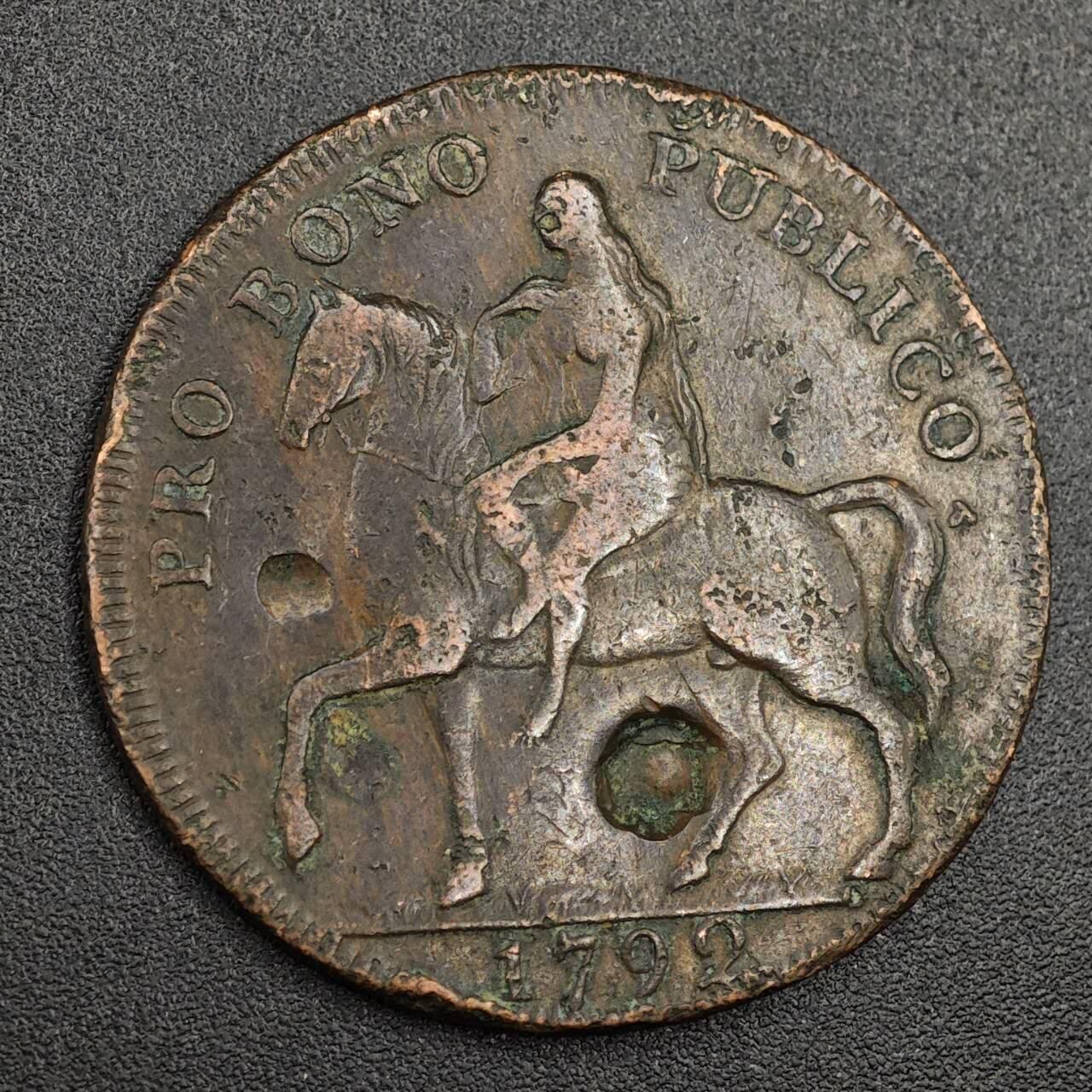 【淘币小摊】限时拍第七百九十七拍  老铜币场  满百包邮可预留两周  周一统一发货  英国1792年戈黛娃夫人半便士铜币代币