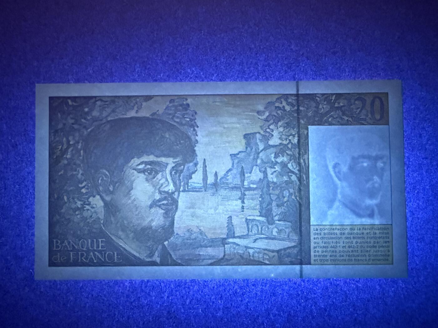 《艾美收藏》第220期-11.16周日外币畅拍场 豹子号 法国20法郎 UNC 1997年 法国作曲家德彪西 豹子号