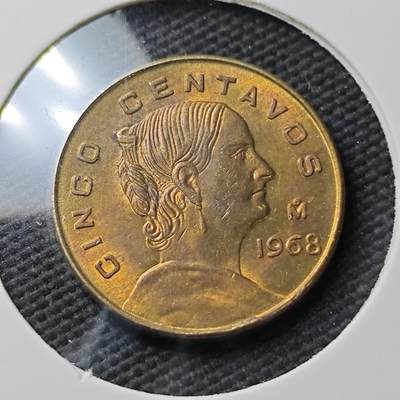 KK钱币收藏小铺  第371场  2月预留时间 周末发货 -  墨西哥女头5分铜币