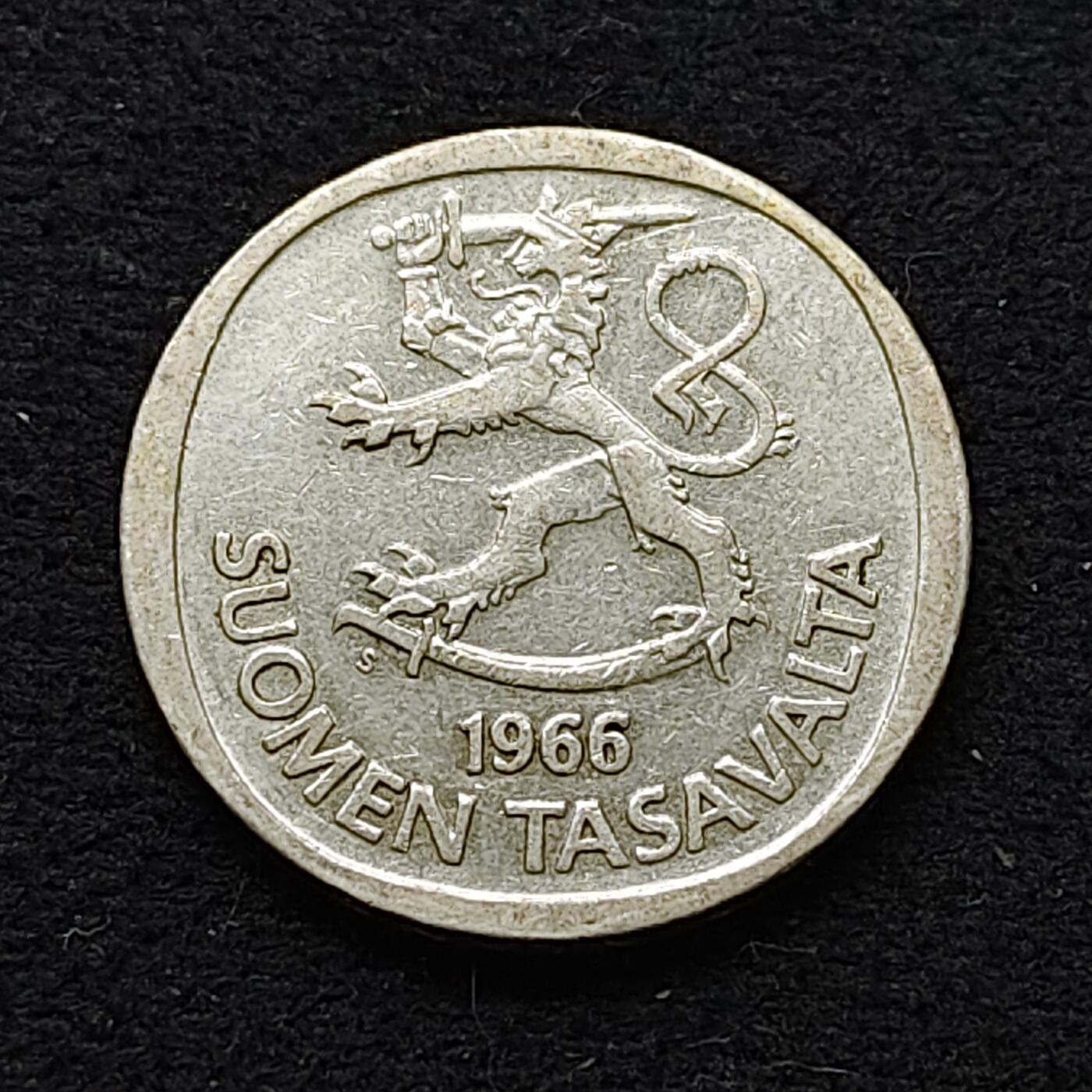 【全场包邮】纯粹捡漏拍478场（免费代拍第15场） 芬兰1966年1马克银币