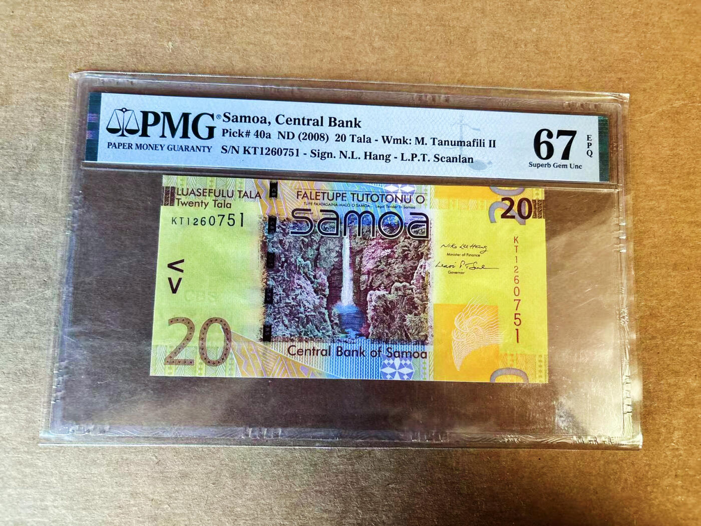 【Blue Auction】世界纸币精拍第751期——18级TOP拍卖/信誉/品质/专业/高效💫 【获奖钞 首冠】萨摩亚 2008年20塔拉  PMG67EPQ