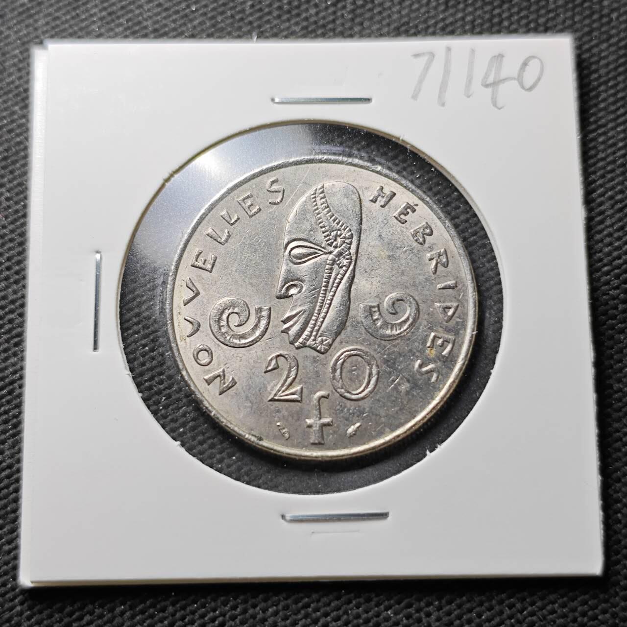 KK钱币收藏小铺  第371场  2月预留时间 周末发货  法属赫布里底20法郎