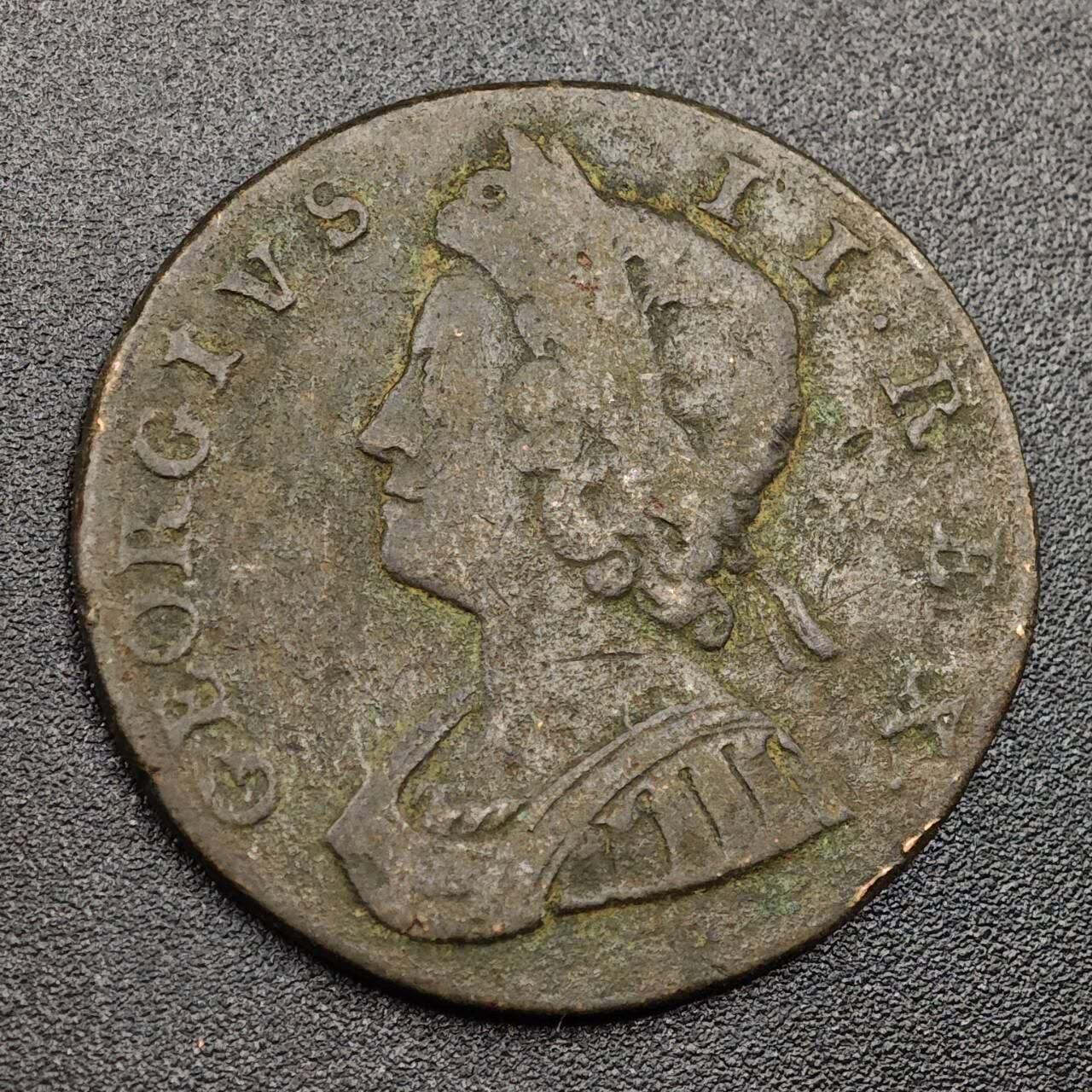 【淘币小摊】限时拍第七百九十七拍  老铜币场  满百包邮可预留两周  周一统一发货  英国1731年乔治二世半便士铜币