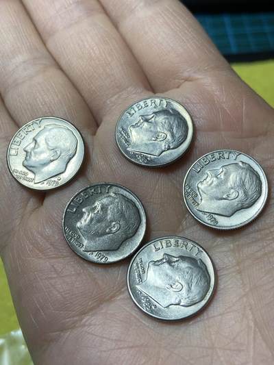 2025年第一百二十九场(总第一百五十五场）外国邮票、散币场(免佣金) - 美国🇺🇸1角5枚：1978年79年82年83年(罗斯福1角第二版)