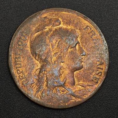 【淘币小摊】限时拍第七百九十七拍  老铜币场  满百包邮可预留两周  周一统一发货  - 法国1899年5分铜币