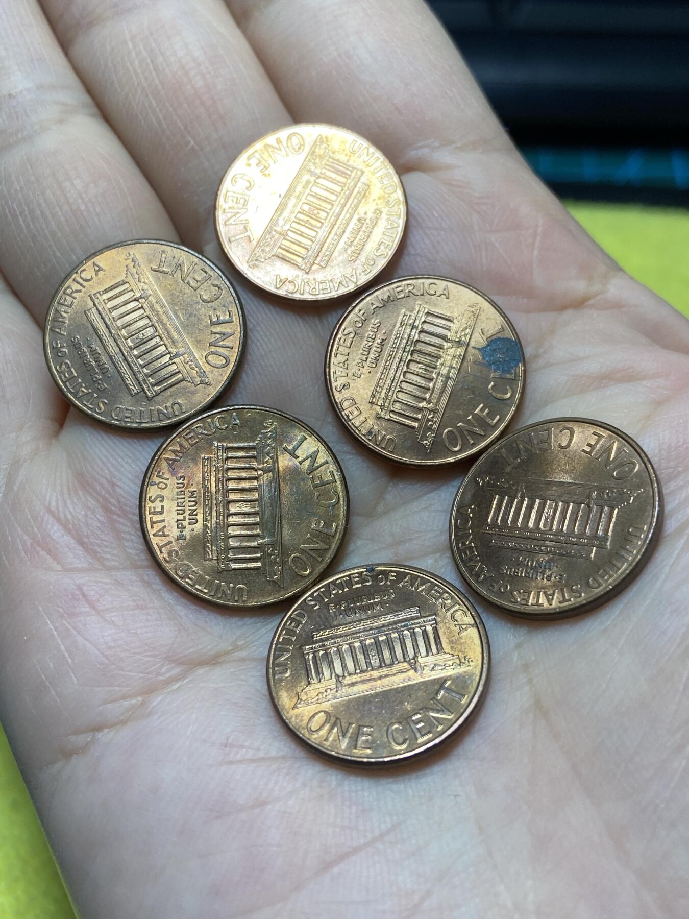 2025年第一百二十九场(总第一百五十五场）外国邮票、散币场(免佣金) 原光未流通–美国🇺🇸1分6枚：2001年02年03年07年(林肯1分第六版)