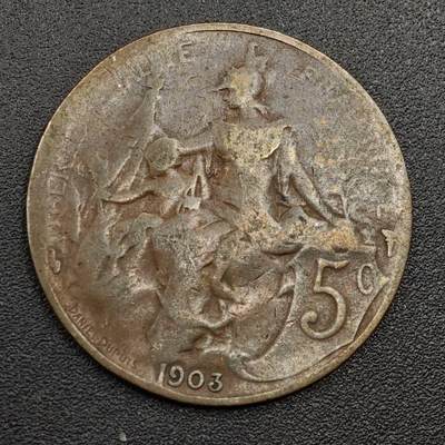 【淘币小摊】限时拍第七百九十七拍  老铜币场  满百包邮可预留两周  周一统一发货  - 法国1903年5分铜币