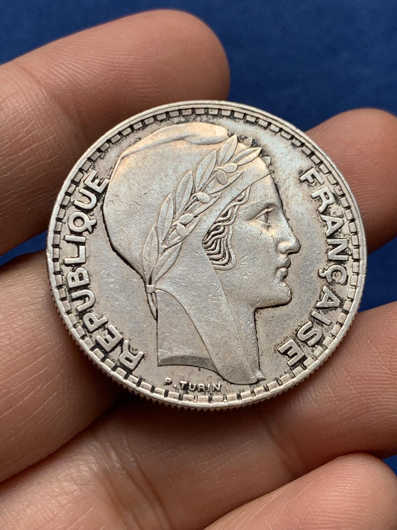 《竞宝斋》第438场 周日，周一，周二 3场连拍 （全场包邮） 法国1938年谷物女神20法郎银币