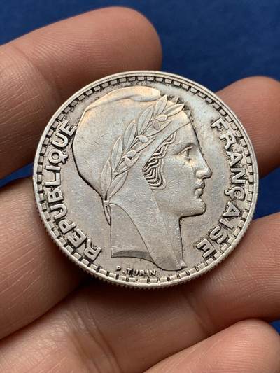 《竞宝斋》第438场 周日，周一，周二 3场连拍 （全场包邮） - 法国1938年谷物女神20法郎银币